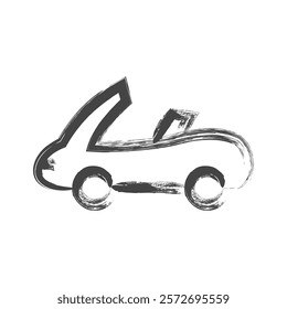 Brush-drawn vehicle-related single icon convertible car