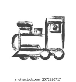 Brush-drawn vehicle-related single icon locomotive