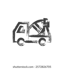 Brush-drawn vehicle-related single icon mixer truck