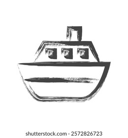 Brush-drawn vehicle-related single icon passenger ship