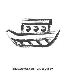 Brush-drawn vehicle-related single icon Pleasure boat