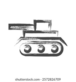 Brush-drawn vehicle-related single icon tank