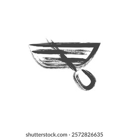 Brush-drawn vehicle-related single item icon: rowing boat