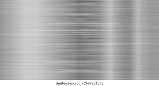 Brushed Aluminum with Bright Highlights. Stainless Steel Texture Metal Background. Vector Illustration.