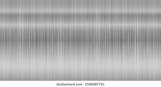 Brushed Aluminum with Bright Highlights. Stainless Steel Texture Metal Background. Vector Illustration.