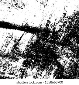 Brushed black paint cover. Distress urban used texture. Grunge rough dirty background. Overlay aged grainy messy template. Renovate wall frame grimy backdrop. Empty aging design element. EPS10 vector.