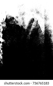 Brushed black paint cover. Distress urban used texture. Grunge rough dirty background. Overlay aged grainy messy template. Renovate wall frame grimy backdrop. Empty aging design element. EPS10 vector.
