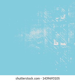 Brushed blue paint cover. Empty aging design element. Grunge rough dirty background. Overlay aged grainy messy template. Distress urban used texture. Renovate wall frame grimy backdrop. EPS10 vector