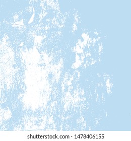 Brushed blue paint cover. Empty aging design element. Grunge rough dirty background. Overlay aged grainy messy template. Distress urban used texture. Renovate wall frame grimy backdrop. EPS10 vector