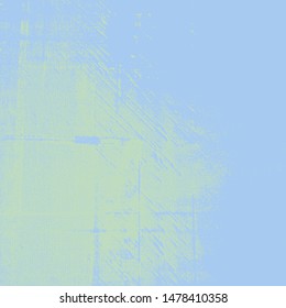 Brushed blue paint cover. Empty aging design element. Grunge rough dirty background. Overlay aged grainy messy template. Distress urban used texture. Renovate wall frame grimy backdrop. EPS10 vector