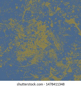 Brushed blue paint cover. Empty aging design element. Grunge rough dirty background. Overlay aged grainy messy template. Distress urban used texture. Renovate wall frame grimy backdrop. EPS10 vector
