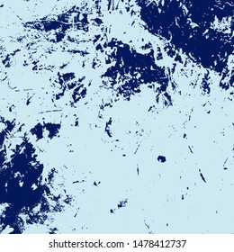 Brushed blue paint cover. Empty aging design element. Grunge rough dirty background. Overlay aged grainy messy template. Distress urban used texture. Renovate wall frame grimy backdrop. EPS10 vector