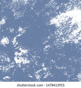 Brushed blue paint cover. Empty aging design element. Grunge rough dirty background. Overlay aged grainy messy template. Distress urban used texture. Renovate wall frame grimy backdrop. EPS10 vector
