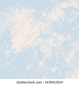 Brushed blue paint cover. Empty aging design element. Grunge rough dirty background. Overlay aged grainy messy template. Distress urban used texture. Renovate wall frame grimy backdrop. EPS10 vector