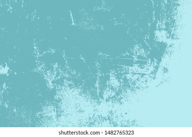 Brushed blue paint cover. Empty aging design element. Grunge rough dirty background. Overlay aged grainy messy template. Distress urban used texture. Renovate wall frame grimy backdrop. EPS10 vector