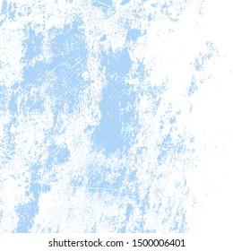 Brushed blue paint cover. Empty aging design element. Grunge rough dirty background. Overlay aged grainy messy template. Distress urban used texture. Renovate wall frame grimy backdrop. EPS10 vector