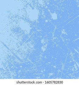 Brushed blue paint cover. Empty aging design element. Grunge rough dirty background. Overlay aged grainy messy template. Distress urban used texture. Renovate wall frame grimy backdrop. EPS10 vector