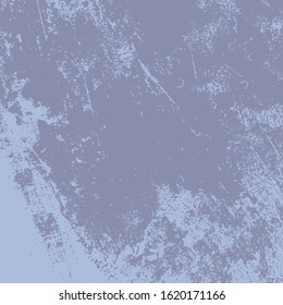Brushed blue paint cover. Empty aging design element. Grunge rough dirty background. Overlay aged grainy messy template. Distress urban used texture. Renovate wall frame grimy backdrop. EPS10 vector