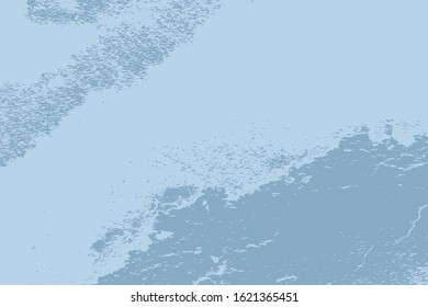 Brushed blue paint cover. Empty aging design element. Grunge rough dirty background. Overlay aged grainy messy template. Distress urban used texture. Renovate wall frame grimy backdrop. EPS10 vector