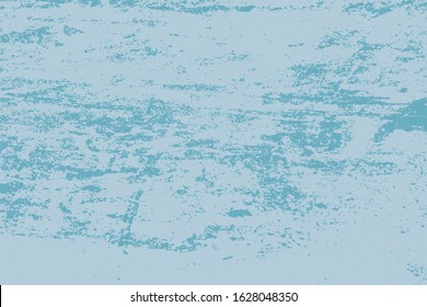 Brushed blue paint cover. Empty aging design element. Grunge rough dirty background. Overlay aged grainy messy template. Distress urban used texture. Renovate wall frame grimy backdrop. EPS10 vector