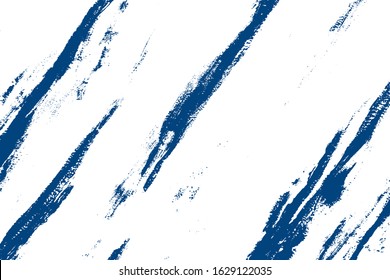 Brushed blue paint cover. Empty aging design element. Grunge rough dirty background. Overlay aged grainy messy template. Distress urban used texture. Renovate wall frame grimy backdrop. EPS10 vector