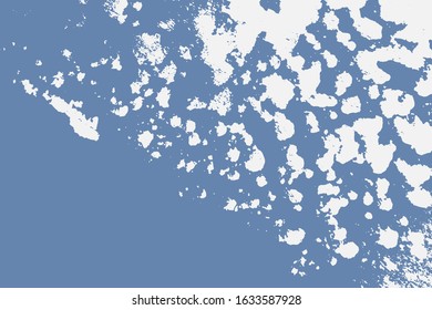 Brushed blue paint cover. Empty aging design element. Grunge rough dirty background. Overlay aged grainy messy template. Distress urban used texture. Renovate wall frame grimy backdrop. EPS10 vector