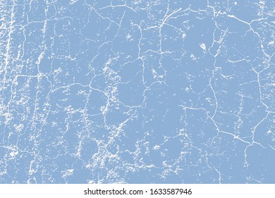 Brushed blue paint cover. Empty aging design element. Grunge rough dirty background. Overlay aged grainy messy template. Distress urban used texture. Renovate wall frame grimy backdrop. EPS10 vector