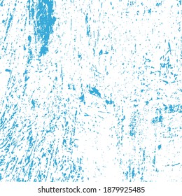 Brushed blue paint cover. Empty aging design element. Grunge rough dirty background. Overlay aged grainy messy template. Distress urban used texture. Renovate wall frame grimy backdrop. EPS10 vector