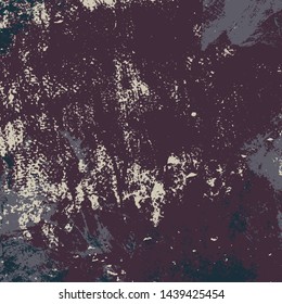 Brushed brown paint cover. Empty aging design element. Grunge rough dirty background. Overlay aged grainy messy template. Distress urban used texture. Renovate wall frame grimy backdrop. EPS10 vector