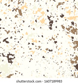 Brushed brown paint cover. Empty aging design element. Grunge rough dirty background. Overlay aged grainy messy template. Distress urban used texture. Renovate wall frame grimy backdrop. EPS10 vector