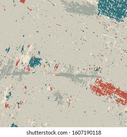 Brushed brown paint cover. Empty aging design element. Grunge rough dirty background. Overlay aged grainy messy template. Distress urban used texture. Renovate wall frame grimy backdrop. EPS10 vector