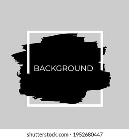 Brushed ink texture, Brush logo. Watercolor or acrylic black frame design. Vector illustration