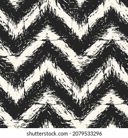 Brushed Ink Textured Chevron Pattern