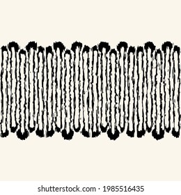 Brushed Ink Textured Contour Ornate Stripes Pattern