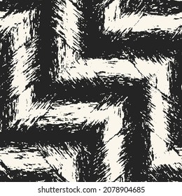 Brushed Ink Textured Zigzag Pattern