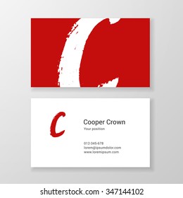 Brushed letter C hand written business card template. Vector design. Editable.