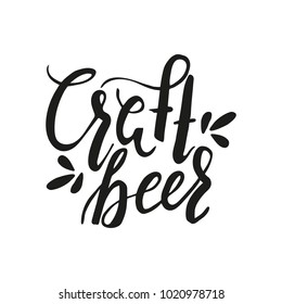 Brushed lettering inscription craft beer. Vector logo. Hand drawn illustration. Design element for restaurant, pub, beer fest, business.