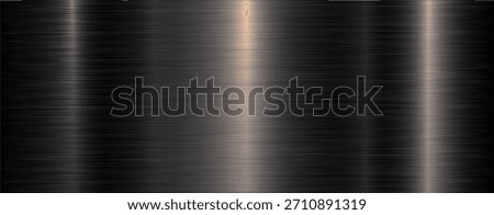 Brushed metal black texture background, shiny lustrous dark gray metallic pattern background, vector illustration.