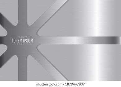 Brushed metal chrome silver steel texture background. Stainless steel metal plate. Vector shiny and metal steel gradient template for chrome border, silver frame, ribbon or label design. Vector EPS 10