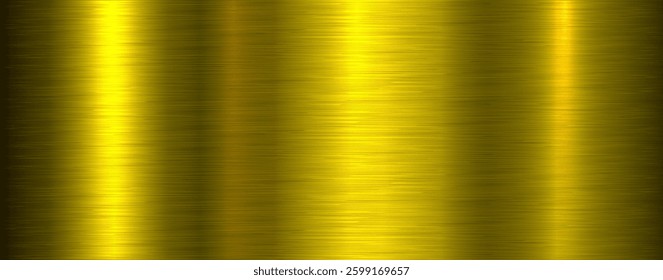 Brushed metal gold texture background, golden shiny lustrous metallic 3d background, vector illustration.