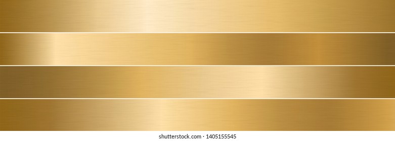 Brushed metal gold texture vector icon set. Shiny gradient collection