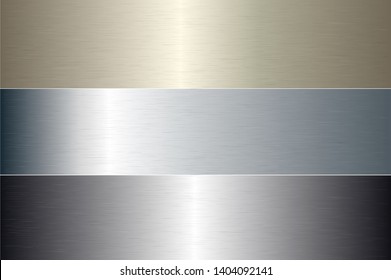 Brushed metal golden silver texture vector icon set collection. Shiny vector metallic gradient icon texture background golden illustration for banner, label, medal. Gold gradient aluminum texture