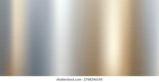 Brushed Metal Gradient Texture with Horizontal Grain in Silver, Gold, and Bronze Reflective Finish Background