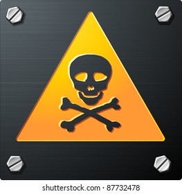Brushed Metal Grunge Skull Sign with bolts, detailed vector