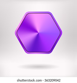 Brushed Metal Hexagonal Button    - vector illustration