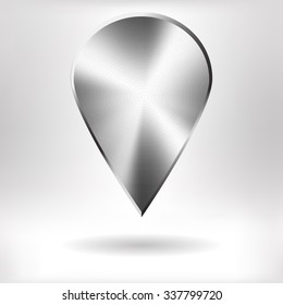Brushed Metal  Map Pointer   - vector illustration