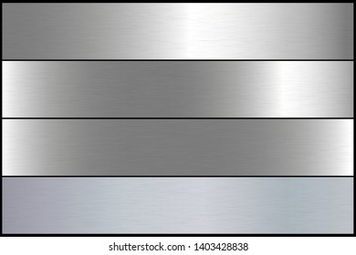 Brushed metal silver gold texture vector icon set collection. Shiny vector metallic gradient icon texture background golden illustration for banner, label, medal. Silver gradient aluminum texture