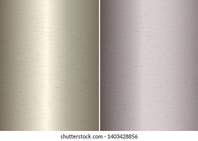 Brushed metal silver gold texture vector icon set collection. Shiny vector metallic gradient icon texture background golden illustration for banner, label, medal. Silver gradient aluminum texture