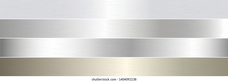 Brushed metal silver gold texture vector icon set collection. Shiny vector metallic gradient icon texture background golden illustration for banner, label, medal. Silver gradient aluminum texture