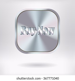 Brushed Metal Square Button -  Buy Now - vector illustration
